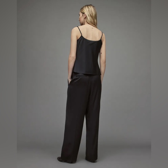 Allsaints Women’s Black Norah High-Rise, Wide-Leg Relaxed Trousers sz 6 - Picture 4 of 11